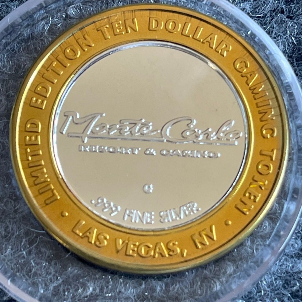 Monte Carlo Las Vegas $10 Limited Edition .999 Fine Silver Gaming Token Coin